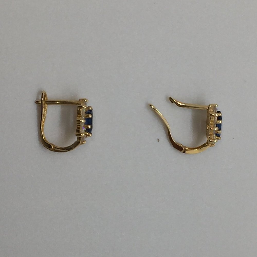 Blue Sapphire & Diamond Accents Earrings 14K gold - Picture 2 of 4